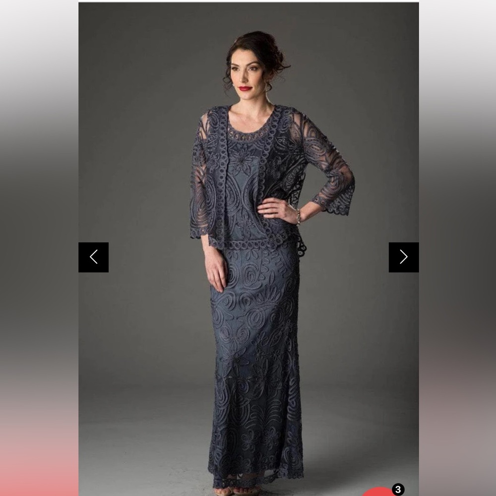 NWT Soulmates 1506 Soutache Lace 3 Piece Skirt Set  Size M Blue Beaded Floral